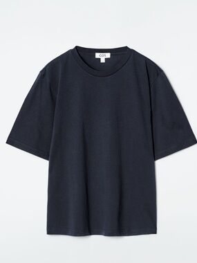 COS Women's Dark Navy Short-Sleeve Crewneck Tee